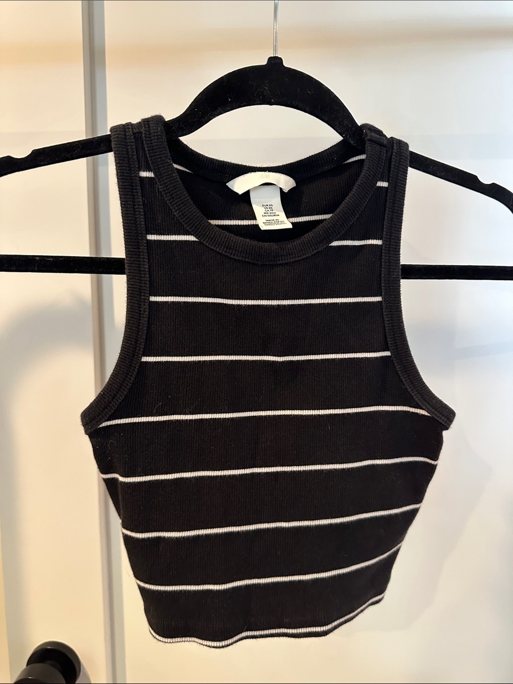 H&M Black and White Striped Ribbed Tank Top